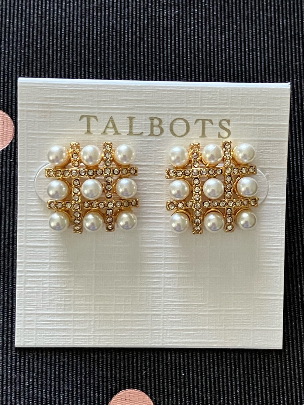 NWT Talbots WOVEN PEARL STUD EARRINGS